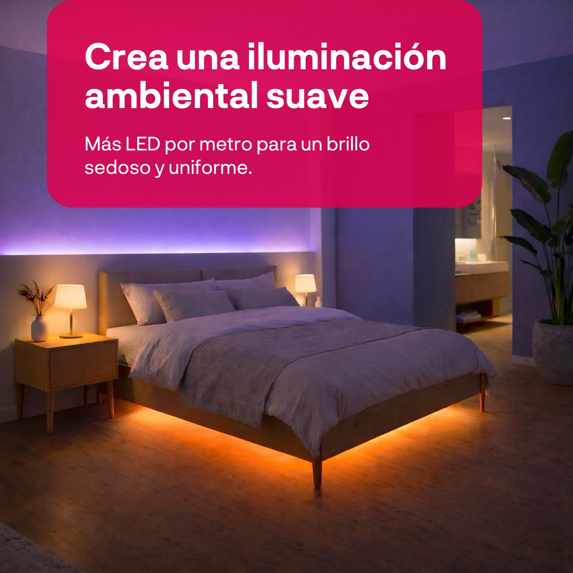 innr Tira LED Zigbee Inteligente 3m, Funciona con Hue* y Alexa (hub requerido), luz RGBW premium, ultra brillante 2200 lm, iluminación LED indirecta, regulable, para salón y dormitorio