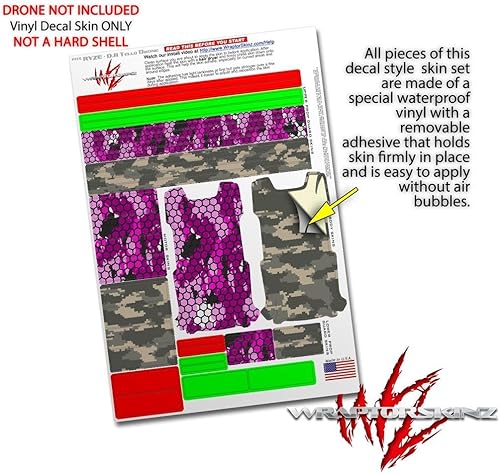 Miniatura 4 de Skin Decal Wrap 2 Pack para DJI Ryze Tello Drone HEX Mesh Camo 01 Dron Rosa No Incluido