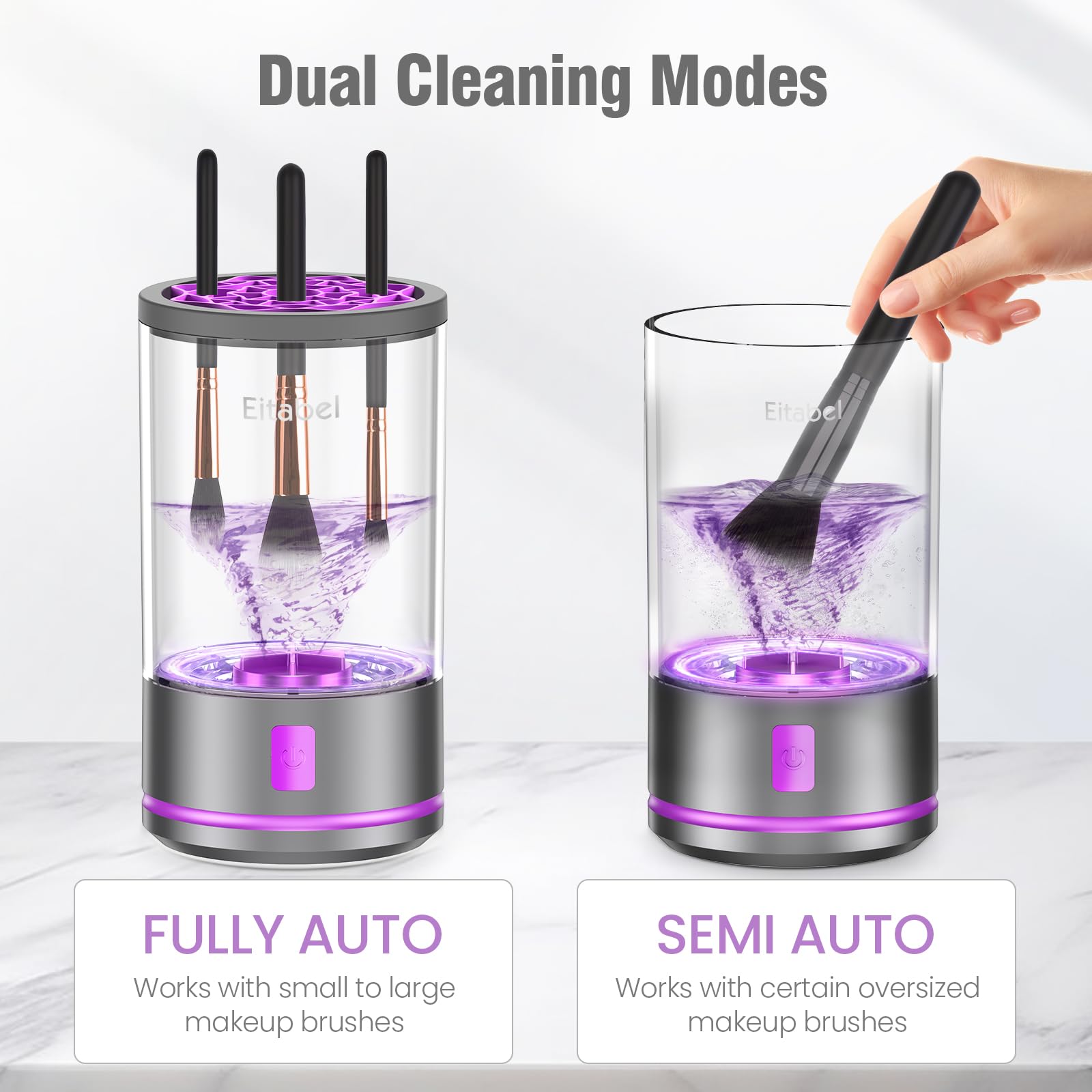 Máquina eléctrica limpiadora de brochas de maquillaje, combinada secadora y lavadora de brochas 2-en-1, limpiador giratorio automático para brochas y esponjas de maquillaje