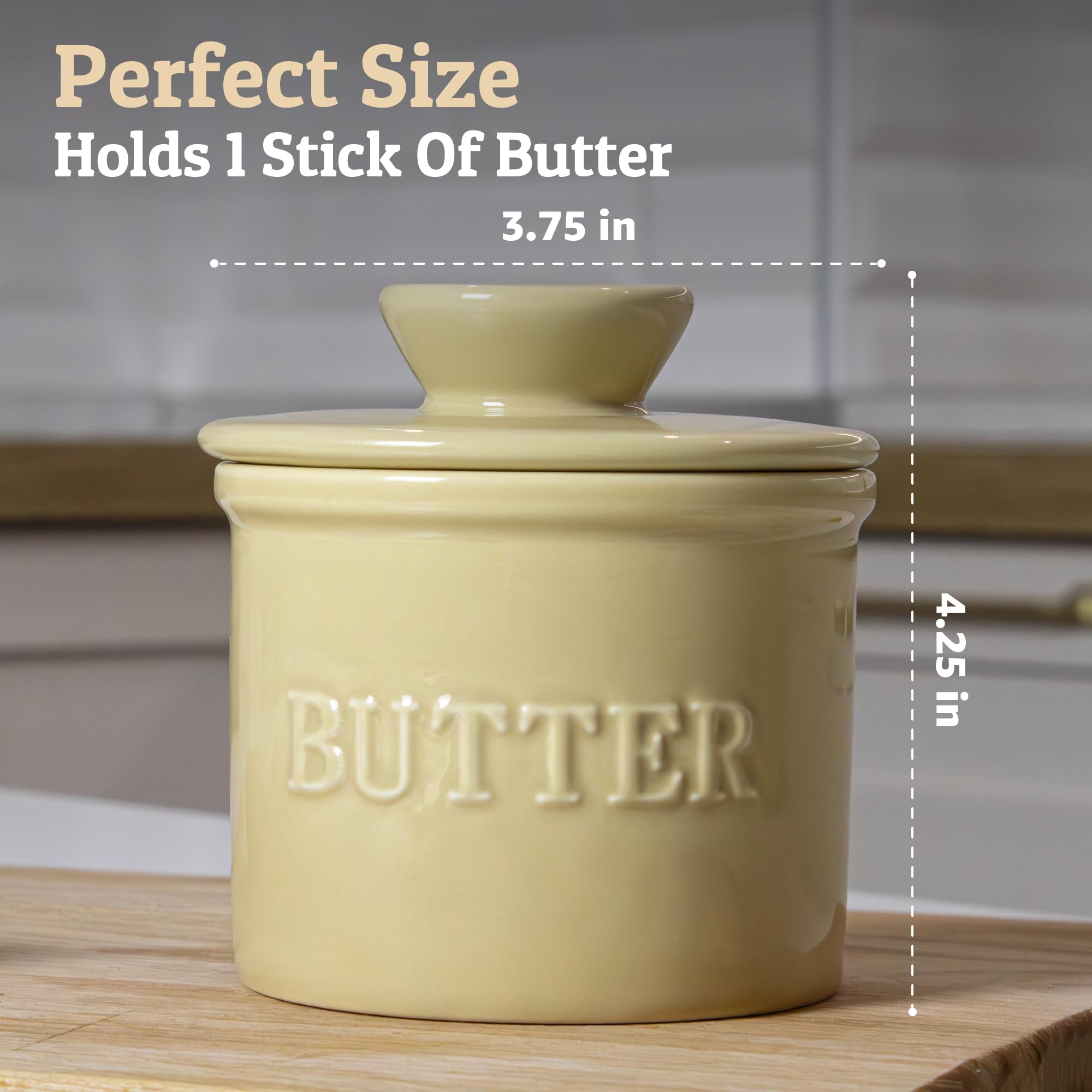 PriorityChef Buttertopf Aus Keramik – Französische Butterdose Mit Deckel, Für Streichbare Butter | Hält Butter Frisch Ohne Kühlschrank