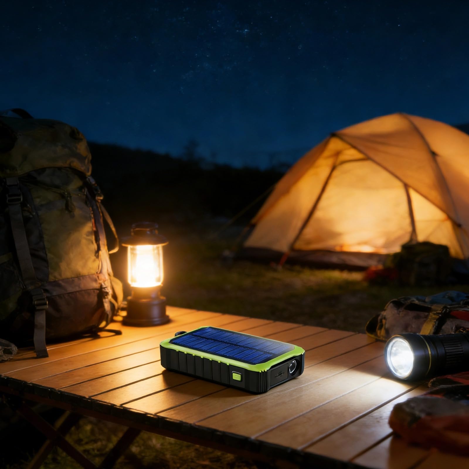 Caricatore a manovella solare verde, 12000 mAh, power bank portatile con doppia porta USB, fonte mobile di emergenza esterna, torcia a LED, staffa pieghevole, 14,5 x 7,9 cm
