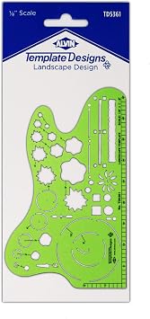 ALVIN, TD5361, Landscape Design Template, Drawing and Drafting Tool for Artists, Architects, Design and Drafting, 1/8 Inches Scale
