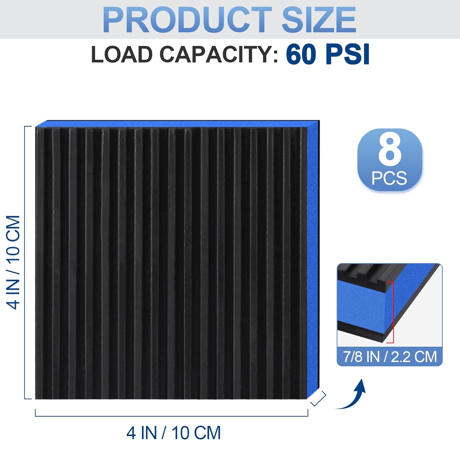 ToLanbbt 8 Pack Anti Vibration Pads for Washing Machine 4"x4", 7/8"T EVA Mechanical Damping Vibrating Sound Isolation Pad Rubber Isolator Mat for Compressor, Air Conditioner, Washer, Dryer, Treadmill
