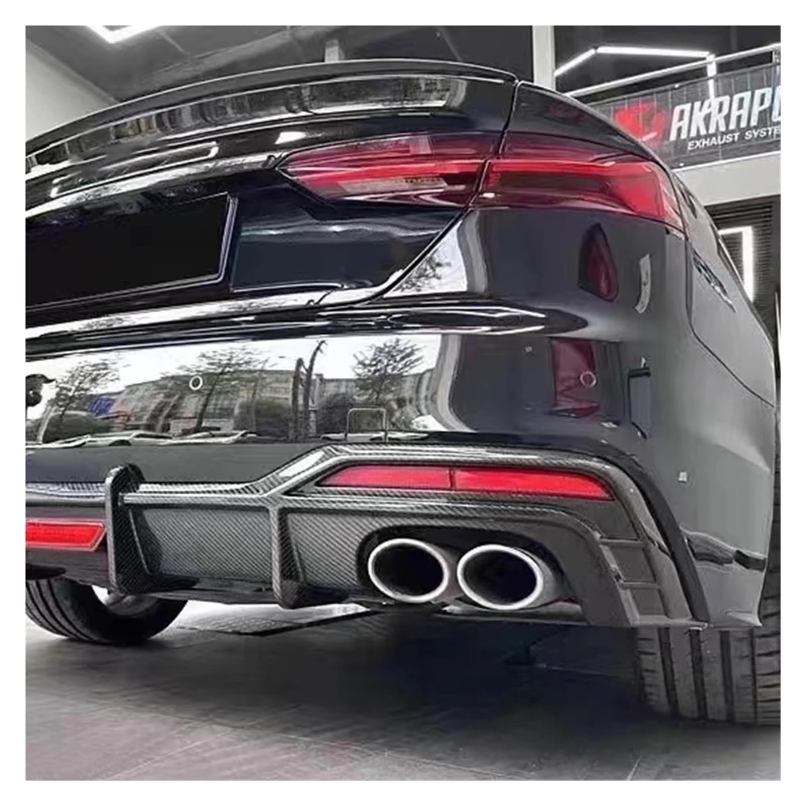 2 sztuk/zestaw 304 tył samochodu podwójna rura wydechowa ze stali nierdzewnej kompatybilny dla Audi A4 A5 A6 A7 do S4 S5 S6 S7 czarna końcówka tłumika 60mm rura wydechowa(Black)