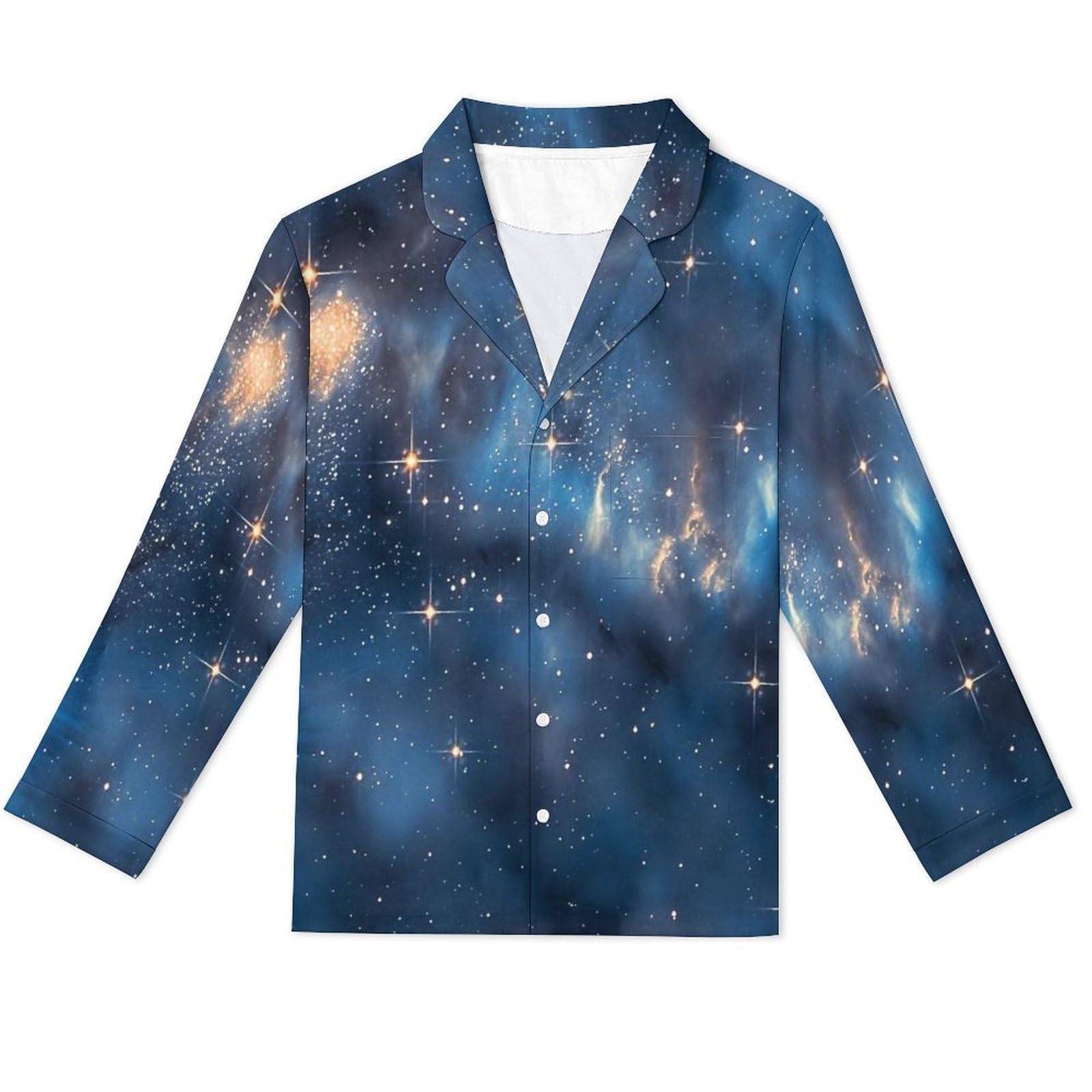 OLEETS Completo Pigiama da Uomo - Vista del Cielo Stellato Top E Pantaloni in 2 Pezzi Pigiama Casual E Ampio A Maniche Lunghe Morbido Autunnale E Invernale.