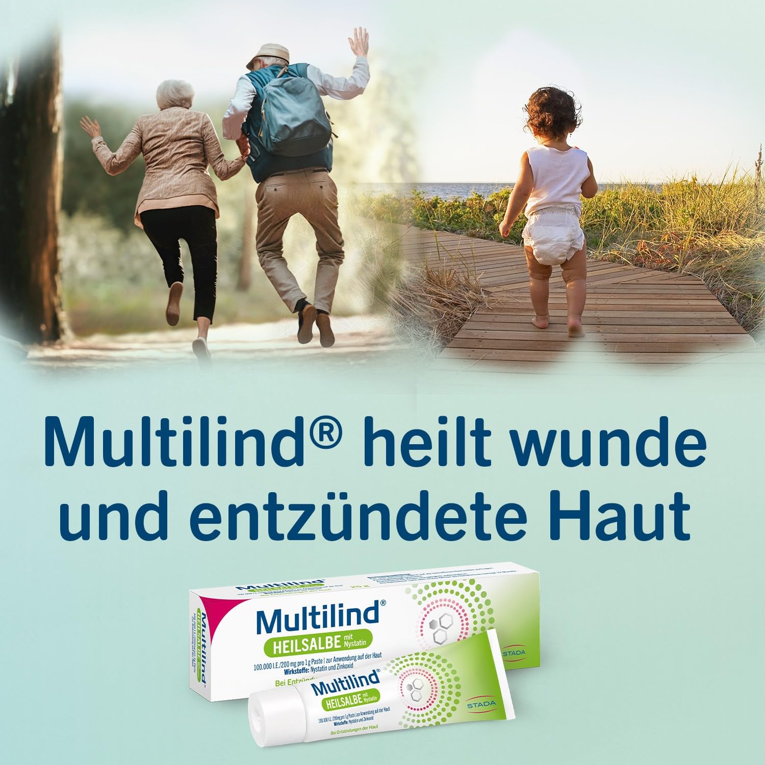 Multilind Heilsalbe mit Nystatin und Zinkoxid, 2 x 50 g | Wund- und Heilsalbe, Zinkoxid 200 mg, Nystatin 100.000 I.E., apothekenpflichtig, 2er Pack
