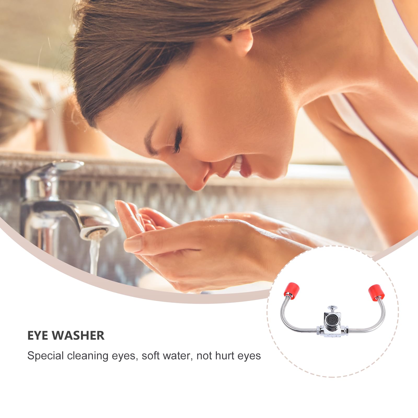 Estación Lavaojos de Emergencia con Grifo para Lavabo de Acero Inoxidable, Activación Rápida y Dirección Ajustable para Oficinas Pequeñas y Laboratorios