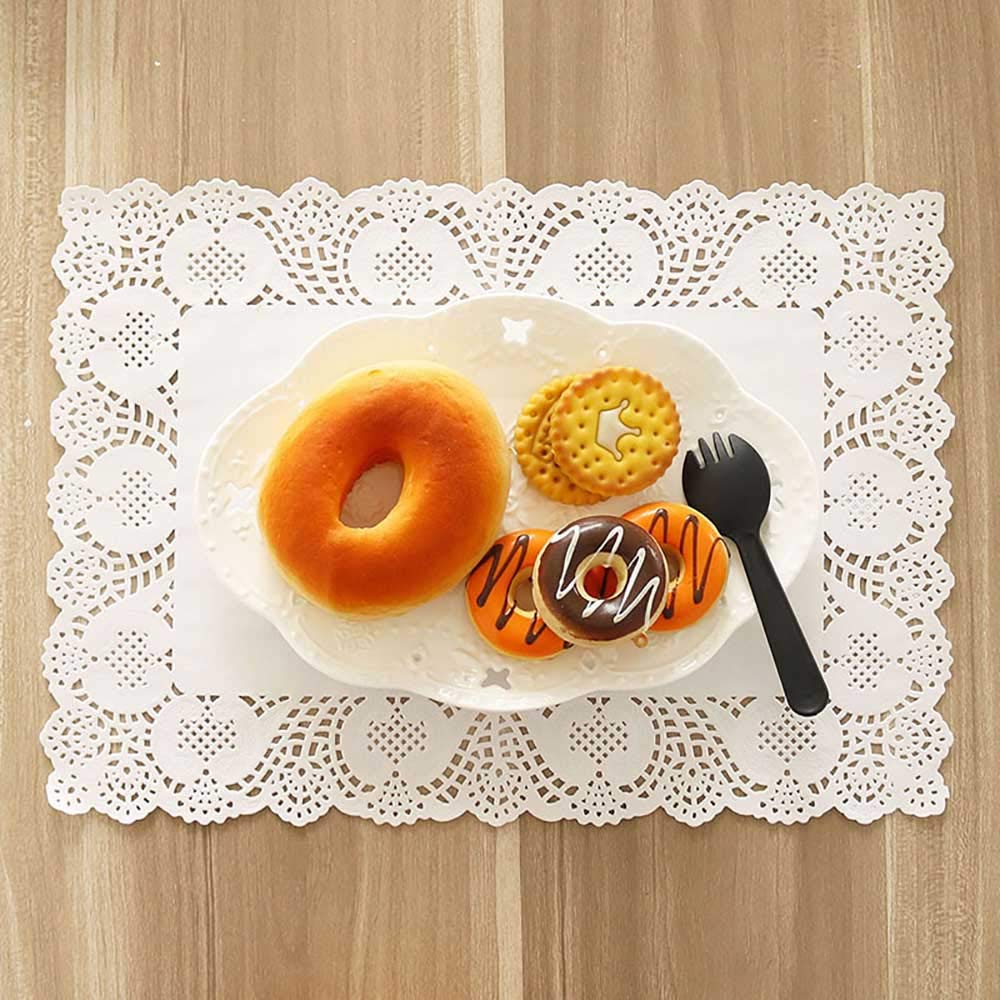 Tim&Lin Tapetes de papel de encaje – Tapetes de papel redondos – Manteles individuales desechables de papel – para bodas, cumpleaños, tartas, postres, vajilla decoración de alimentos
