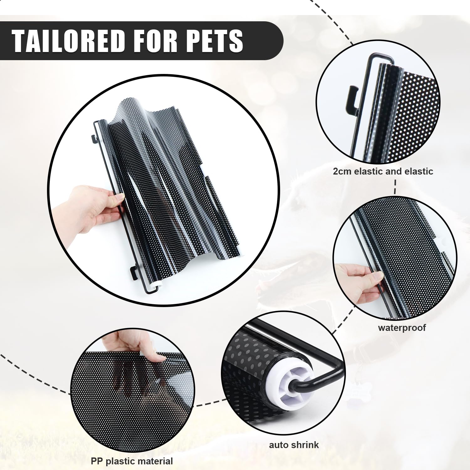 Cancelletto Cani Barriera Cani Cancelletto Scale,Recinto Retrattile per la Sicurezza dei Piccoli Animali Rete anti Infortunio, Altezza 40 CM Lunghezza Retrattile 125 CM, Versione Nera