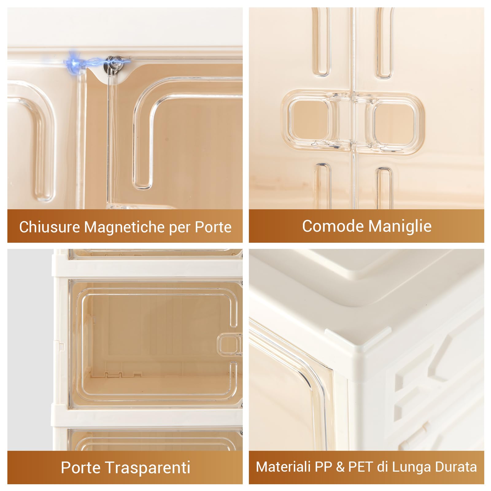 COSTWAY Scatole per Scarpe, Portascarpe Pieghevole per 12 Paia con Porta Magnetica Trasparente, Scarpiera per Ingresso Camera da Letto, 45x35x117 cm