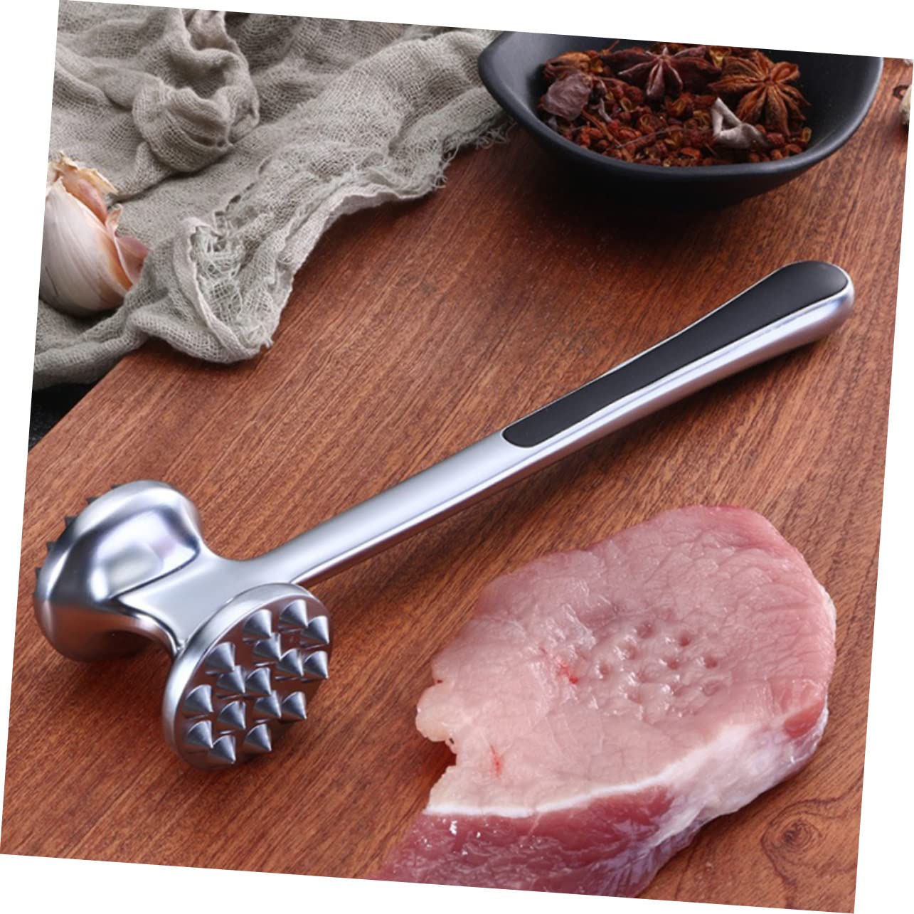 OUNONA Meat Tenderizer Dual Sided Hammer Mallet Meat Pounder for Easy Tenderizing of Beef Pork Poultry Ergonomic Kitchen Tool for Home Restaurant Use