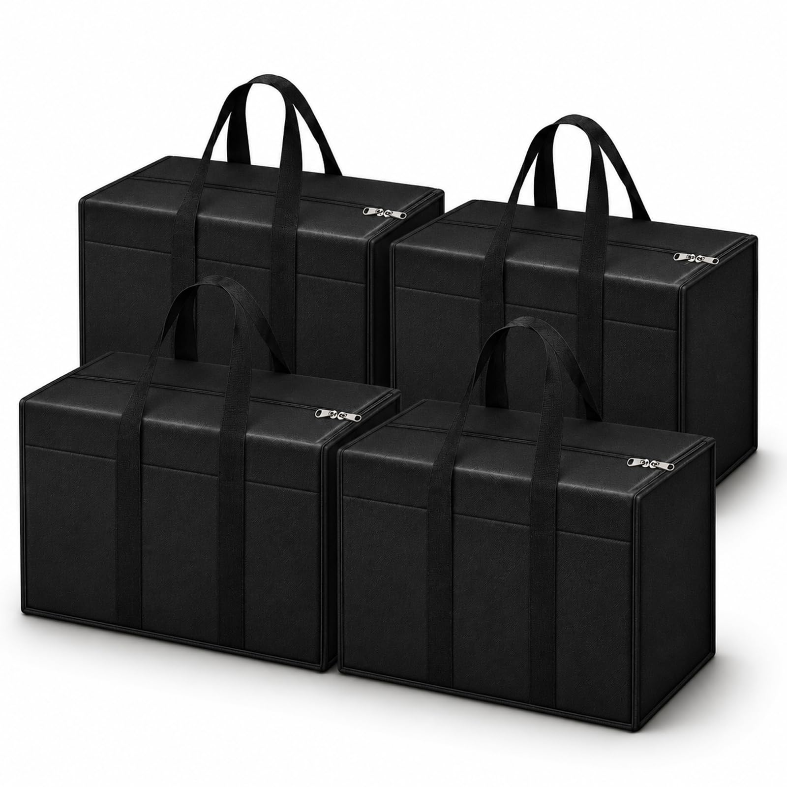 DALUCI 4 Pack Wardrobe Storage Bags for Clothes, Saree & Blanket Organizer with Zipper & Handle, Foldable Underbed Storage Box, Moisture Proof Cloth Storage Bag (Black, 4-Pack)-image-49