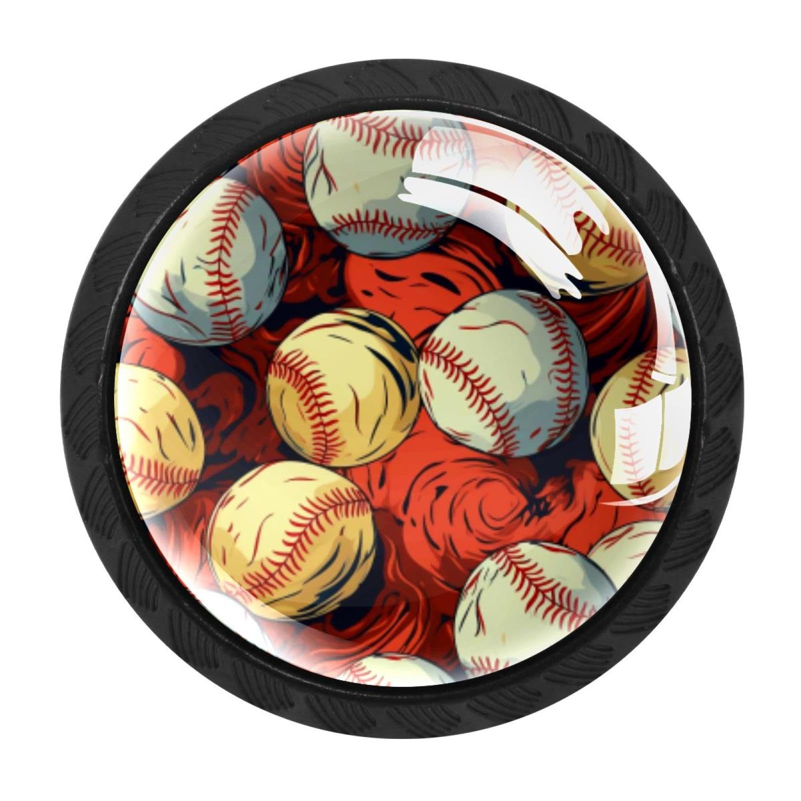 Chenzzzz Multicolored 03 4 Pieces Baseball Drawer Knobs, 35Mm Black Cabinet Knobs, Drawer Pulls And Knobs, Dresser Drawer Knobs, Cabinet Hardware Kitchen Cabinet Knobs