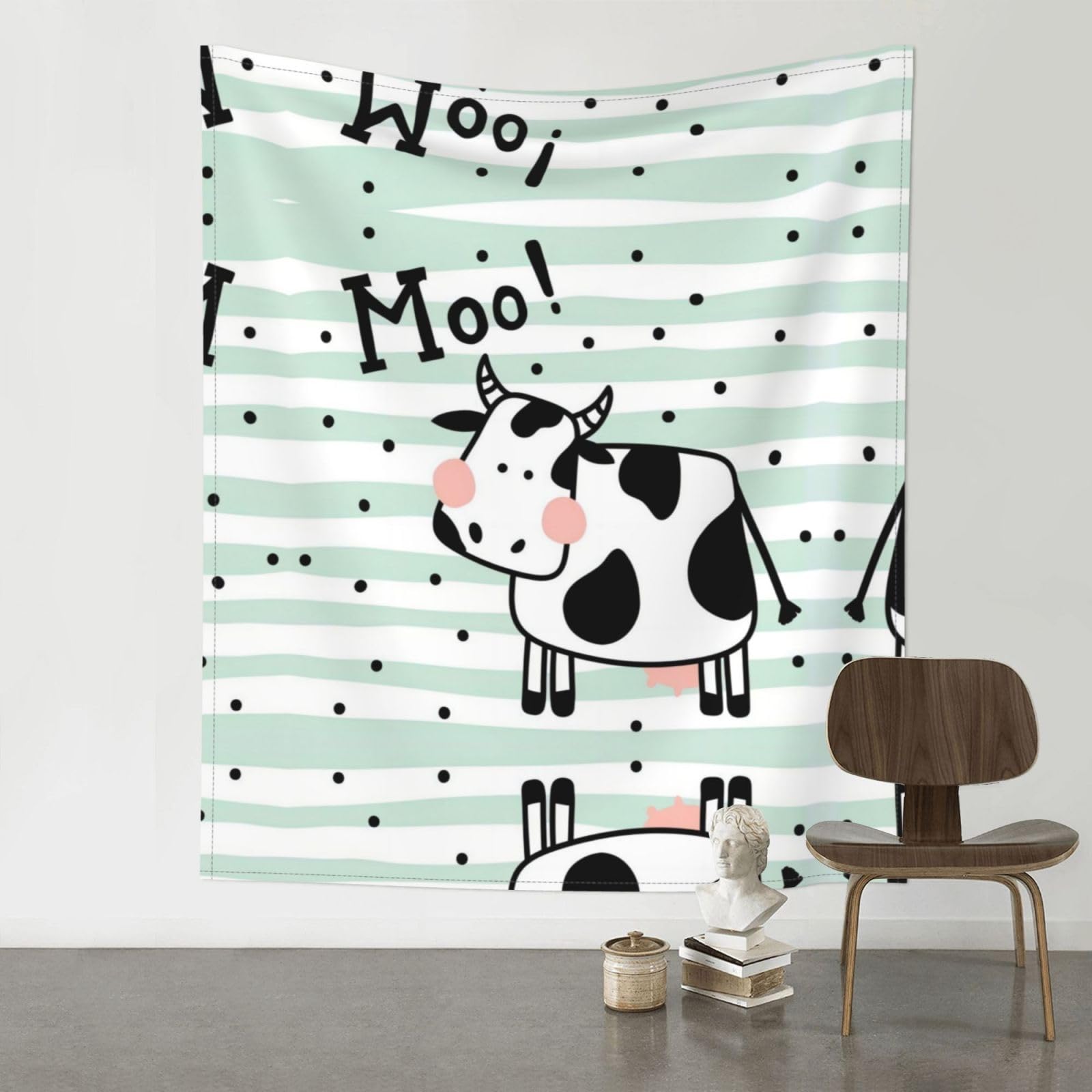 YYHWHJDE Cute Cow Polka Dot Prints 60x51in Wall Tapestry – High-Grade Polyester Throw for Dorm, Beach & Home Decor
