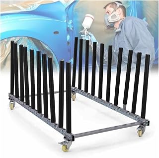 Adjustable Paint Spraying Rotating Stand, Rotatable Automobile Hood Storage Rack with Wheels, Multifunction Auto Body Spray Paint Drying Carts