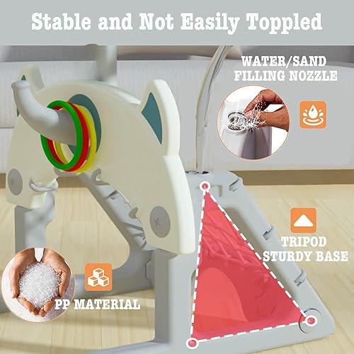 Miniatura 4 de HouzeFun Centro de actividades deportivas 5 en 1 de altura ajustable, juego de juguetes deportivos para interiores y exteriores con aro de