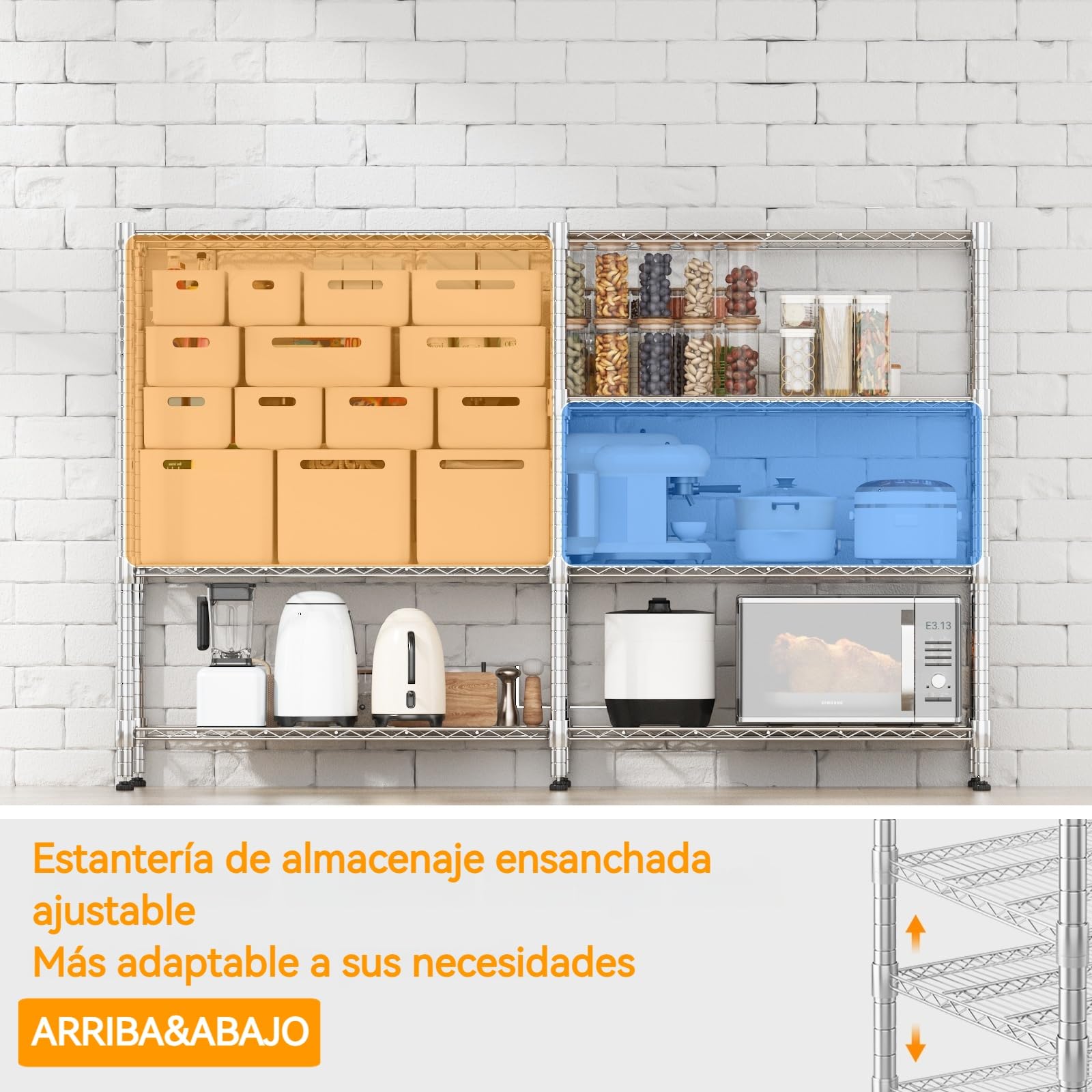 Himimi Estantería de garaje resistente de 4 niveles, 180 x 45 x 152 cm, estantería de alambre de metal ajustable, estante de almacenamiento de gran capacidad para garaje, despensa, cocina, cobertizo