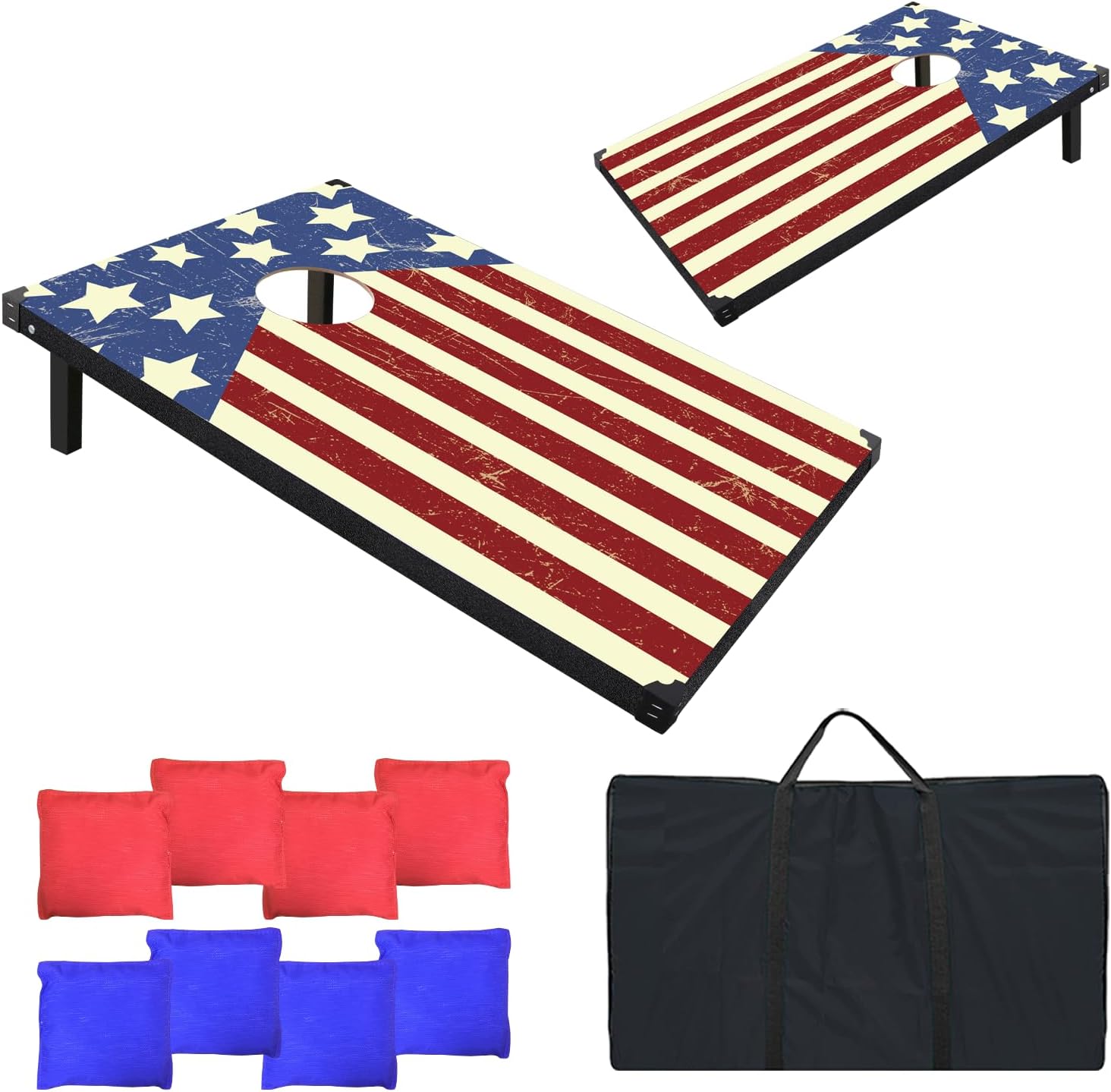 Wakefa Sets Game, Corn Hole Sets with Bags, 3FT×2FT Corn Hole Game Set with 2 Boards, 8 Bean Bags & Carry Bag, Outdoor Toss Game Set for Yard, Backyard, Beach, Camping