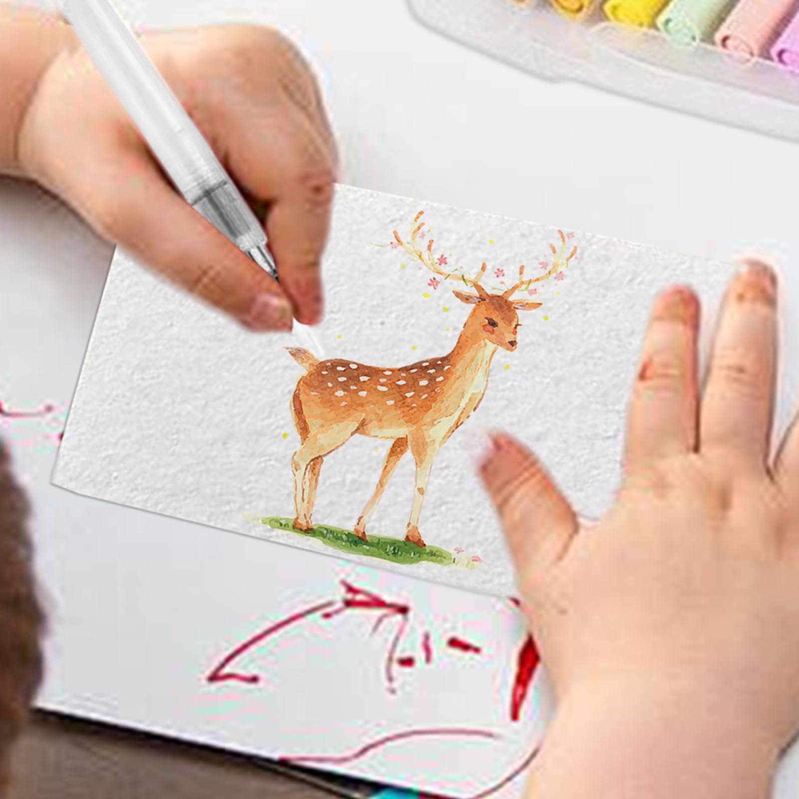20 Fogli Crea Effetti 3D In Schiuma 10x10 Cm Con 2 Pennelli Ad Acqua, Kit Pittura Magica Per Bambini E Fai Da Te