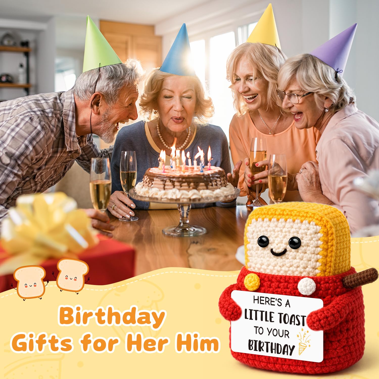 Lustiger Häkeltoaster, Geburtstagsgeschenk für Frauen und Männer, Gag-Geschenk für Erwachsene, Geburtstag, Scherzgeschenke für Kollegen, Chef, beste Freundin, Schwester, Bruder