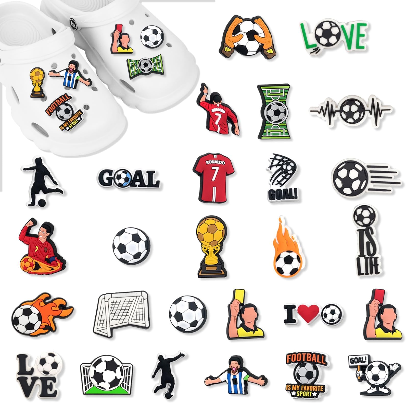 ElkuaieElkuaie 27 Pieces Football Accessories Shoes Charm, Shoe Decorations, Birthdays, Parties, Holiday Badges, Boys & Girls Shoe Accessories