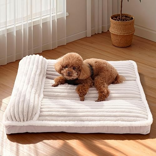 Miniatura 19 de KHONSU PET Tapete para cama de perro de felpa de 3 pulgadas, almohadilla ortopédica para perros grandes de hasta 35 libras, tamaño mediano,