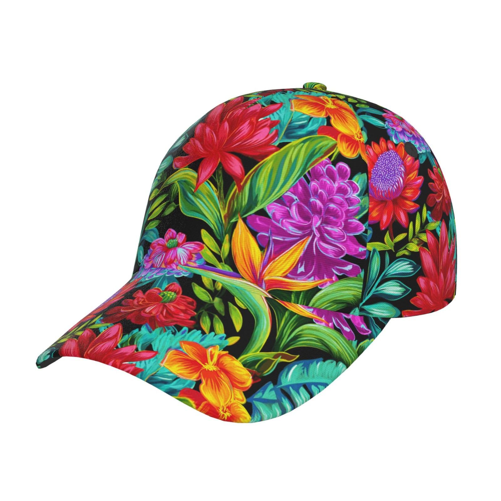 Rosihode Unisex Flower-C5 Hawaii Tropical Flower Baseball Cap Workout Hats With Adjustable Strap For Men & Women Dad Hat Snapback Hat, One Size