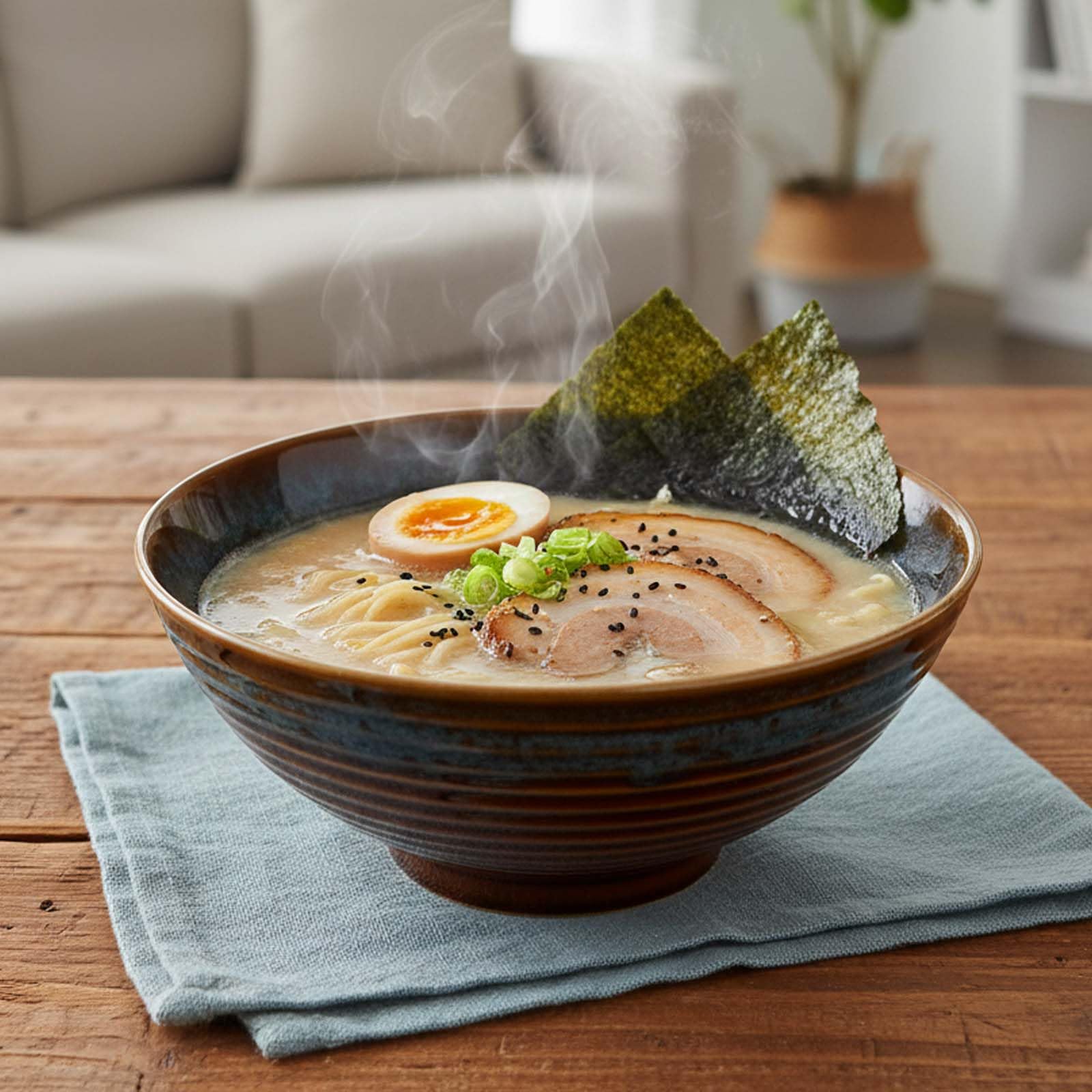 Lot de 2 Bols à Ramen en Céramique de 1200ml avec Baguettes et Cuillères, Bol Japonais vintage, 20 x 20 x 8.5cm Bol en Céramique pour Ramen, Salade, Céréales, Pâtes (Bleu)