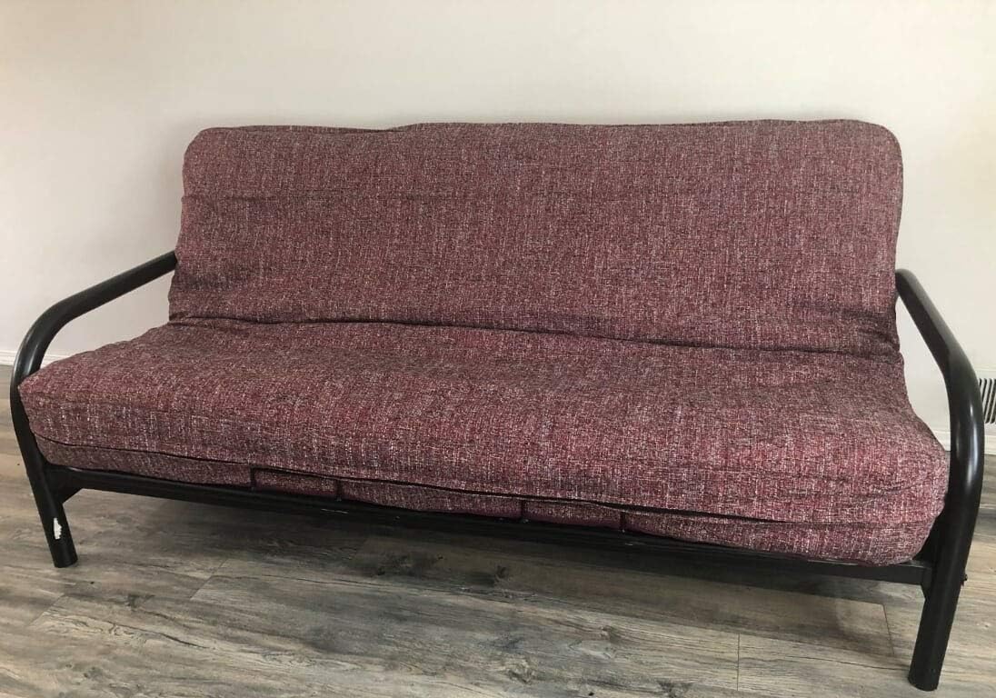 OctoRose Full Size 54x75x8inch 3 Side Zipper Classic Soft Micro Suede Futon Cover / Slipcover / Sofa Day Bed Mattress Cover / Machine Washable Couch Protector (Cover ONLY) (Black Color)