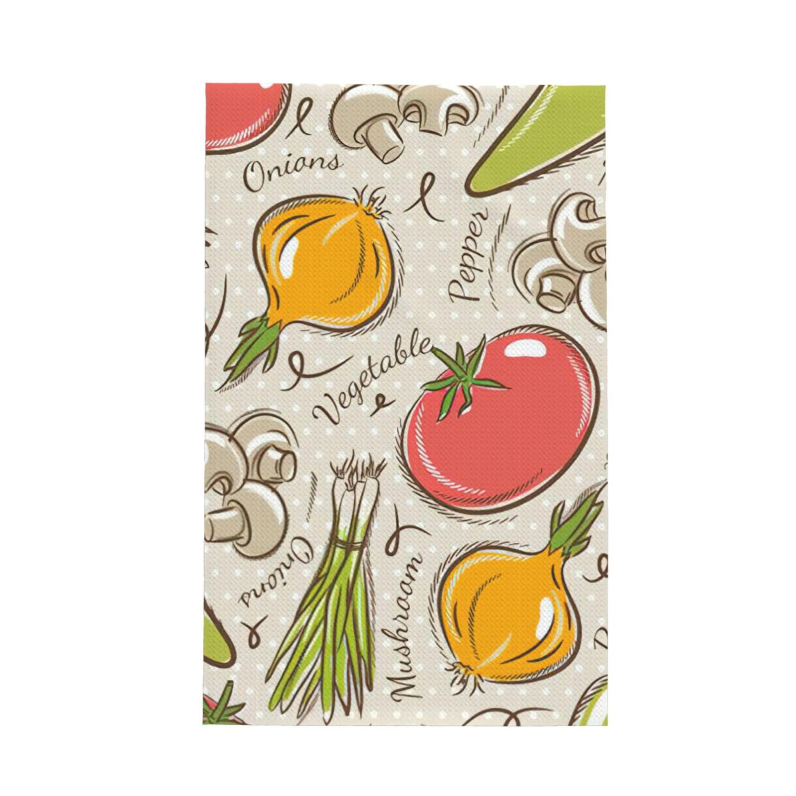XXahnbm Vegetable Fruit. Print Waffle Kitchen Towel,Absorbent Hand Towel
