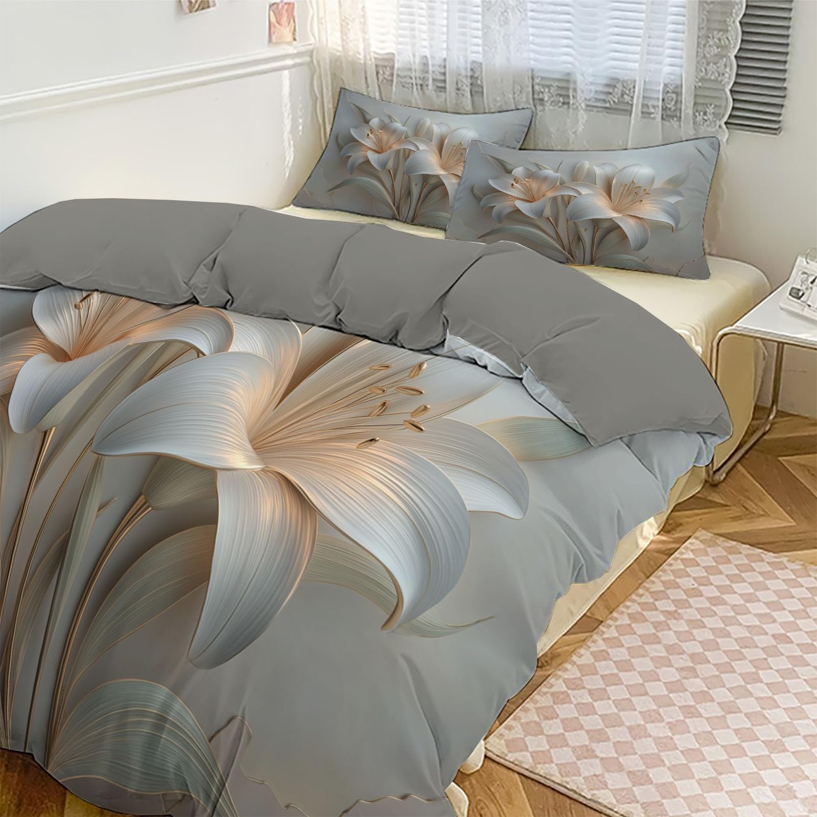 Copripiumino, Set di Biancheria da Letto Microfibra Pezzi, Parure Copri Piumino e Federa 50x75, Copritrapunta con Cerniera