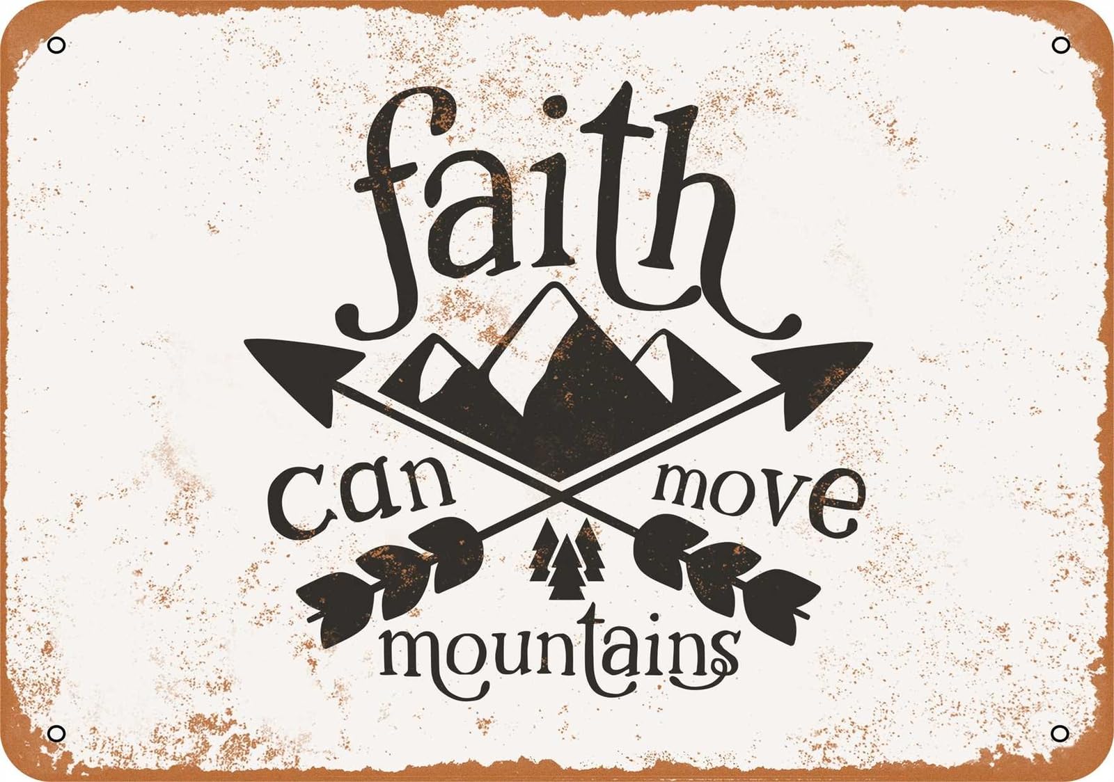 Miaomansenstore Metal Sign - Faith Can Move Mountains - Vintage Look Home Decor