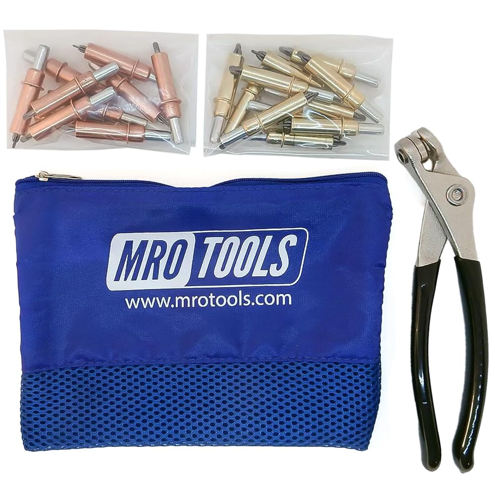 10 1/8 & 10 3/16 Cleco Sheet Metal Fasteners + Cleco Pliers w/Mesh Carry Bag (K4S20-1)