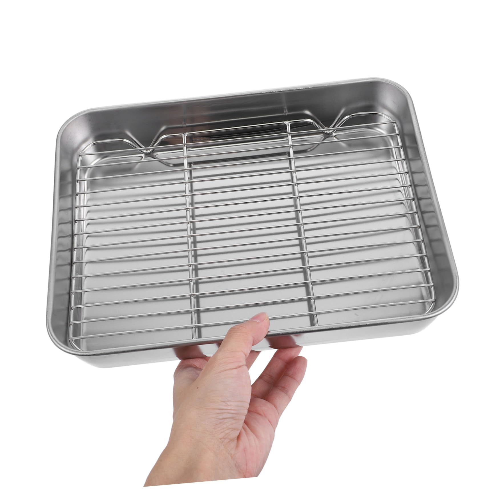 Teglia Rettangolare in Acciaio Inox con Griglia da Arrosto