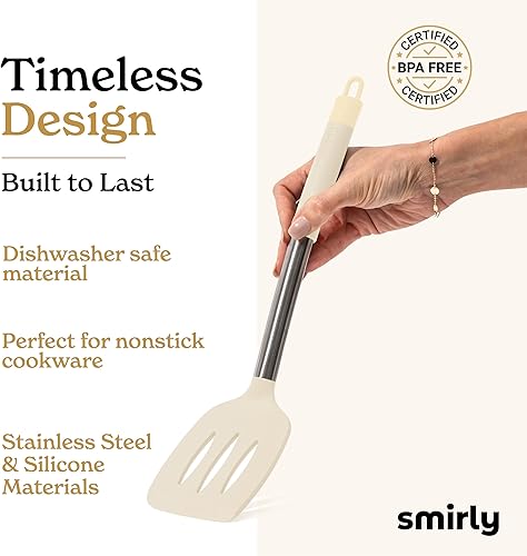 Vista 3 de SMIRLY - Juego de utensilios de cocina, 26 piezas de utensilios de cocina de silicona, juego de espátulas con soporte, utensilios de cocina de acero