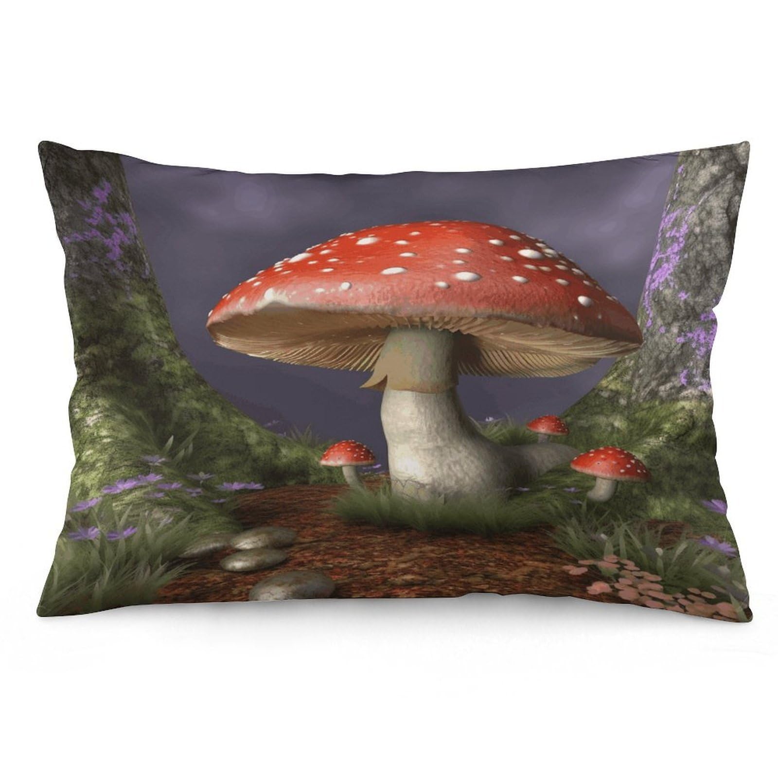 Mushroom Throw Pillow Cover Soft Lumbar Pillow Covers with Zipper Breathable Rectangular Cushion Case Polyester Pillow Case Decorative Body Pillow Cover for Couch Bed