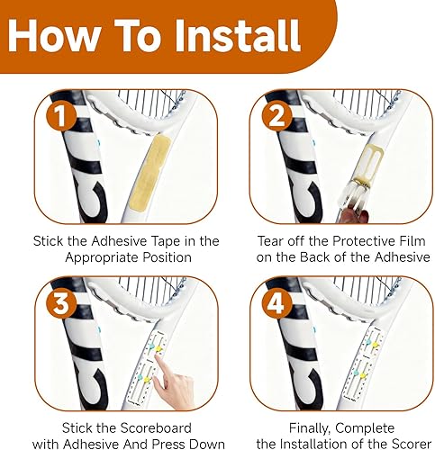 Miniatura 4 de 2 unidades de puntuación de tenis para raqueta, pickleball de montaje adhesivo, rastreador de puntuación de pádel, unido con adhesivo fuerte sin