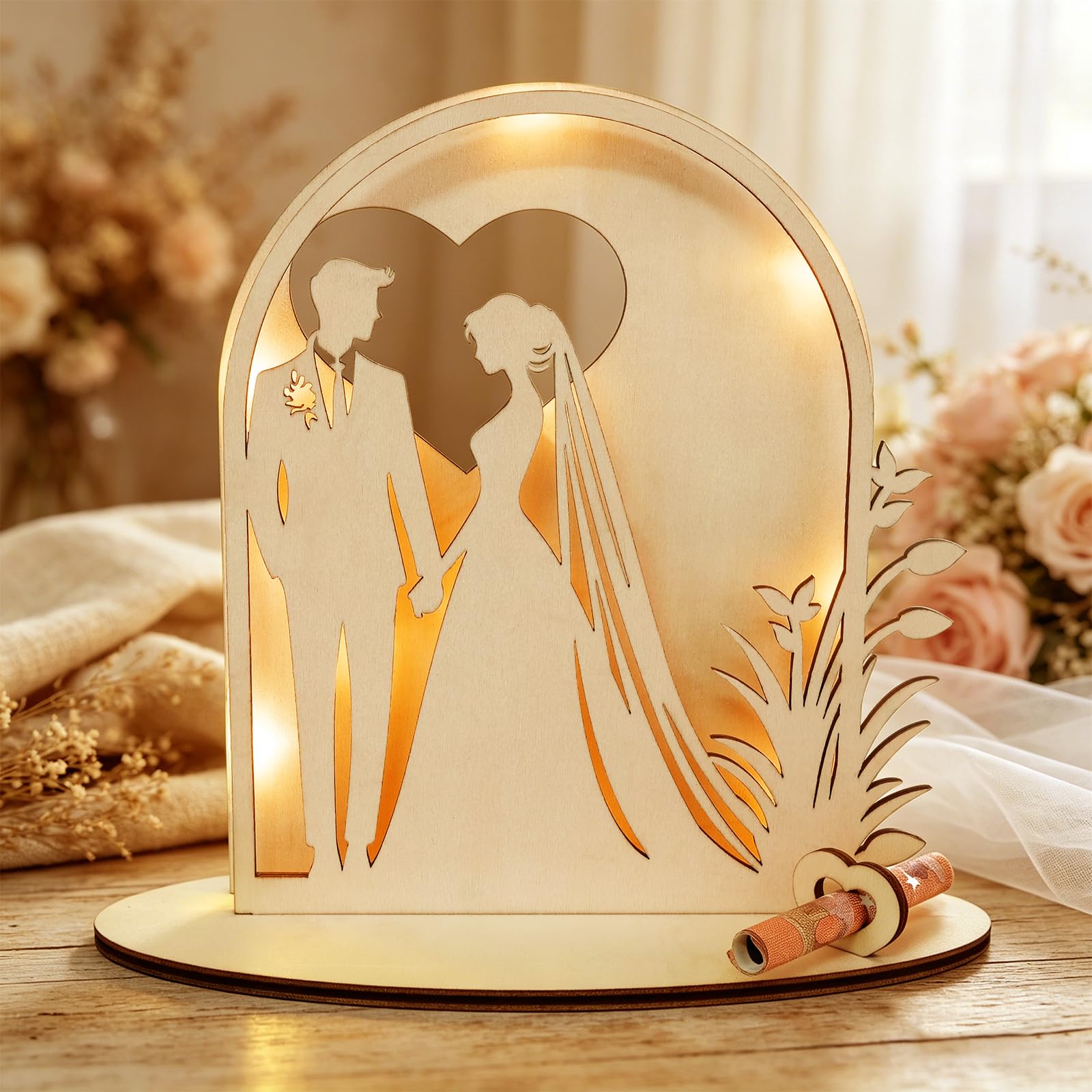 ARTREE Hochzeitsgeschenke für Brautpaar, Geldgeschenk Hochzeit Holz, Mr & Mrs Geld Geschenk