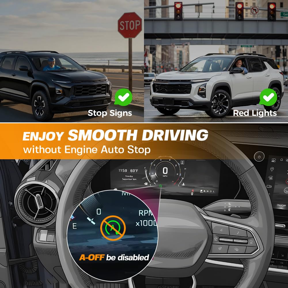 Auto Start Stop Eliminator for 2025 2026 GMC Terrain & 2025 2026 Chevy Equinox Auto Stop Disabler Eliminator- Disable Auto Stop Engine Stop Permanently- Plug Play Error Free-Enjoy Smooth Driving