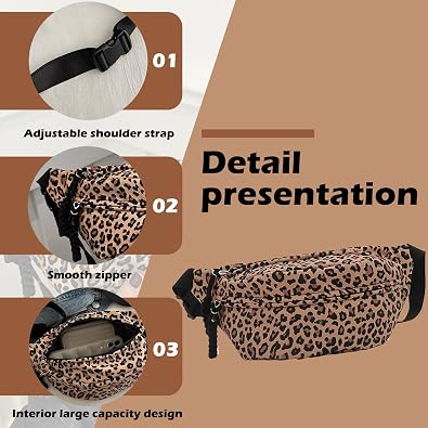 Half Moon Shoulder Bag for Women - Leopard Print Fashion Handbag with Multi-Pockets