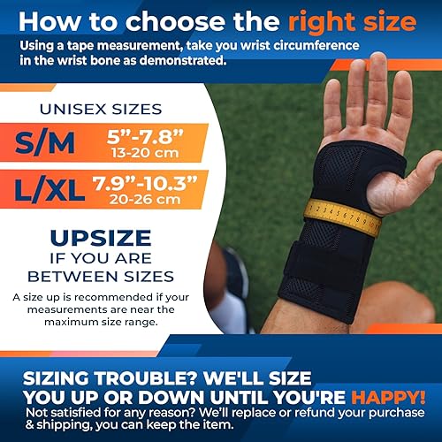 Vista 10 de DR. BRACE Muñequera para túnel carpiano (L/XL mano derecha, negro-naranja)