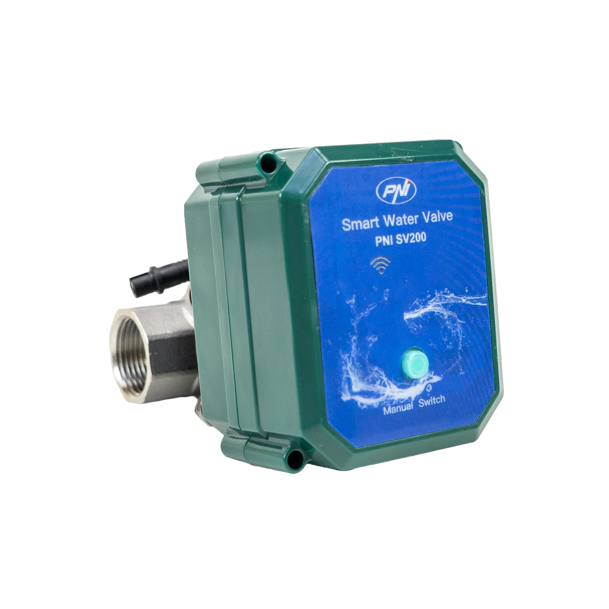 PNI Válvula de agua inteligente PNI-SV200 SV200, conectividad Wi-Fi, IP65, DN20, aplicación Tuya 3/4, compatible con Amazon Alexa y Google Home, color verde