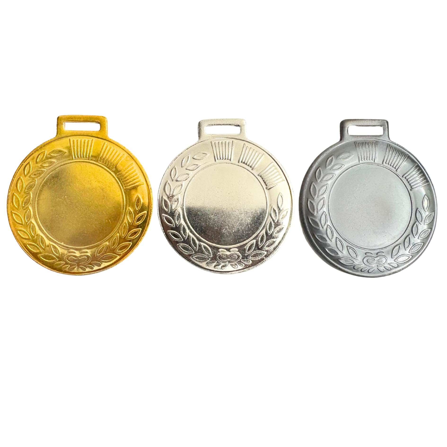 Olympic Style Sports Medals ||2.5 inches diamater || 60 GMS Weight || Logo Printing, Writings & Customisation Available || Set of Gold, Sliver & Bronze-picture-13
