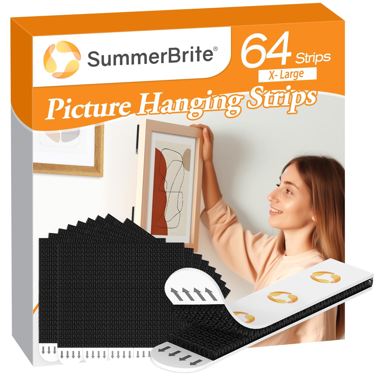 SummerBrite Heavy Duty Poster &amp; Frame Strips, 32Pairs, XL, Black