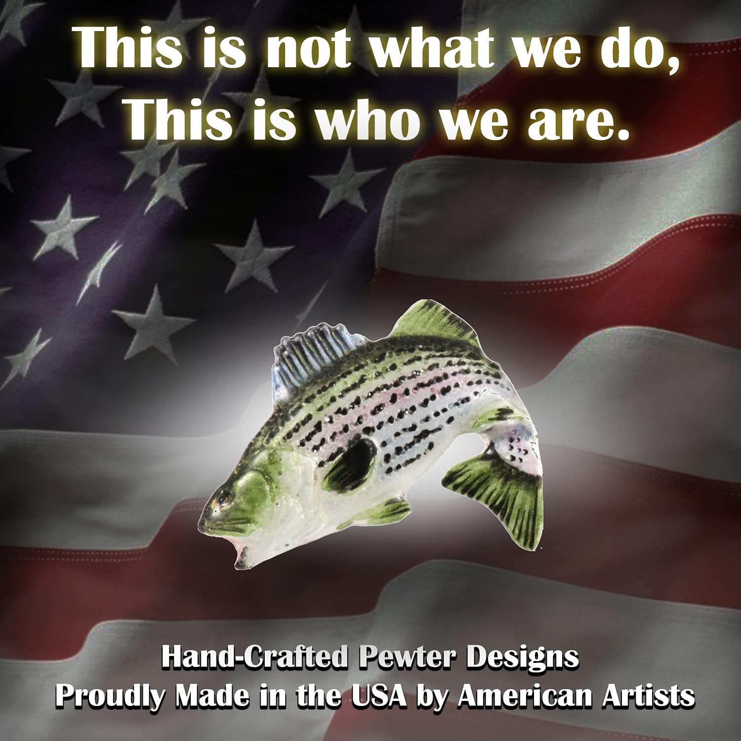 Striped Bass Leaping Fish Pin, Pewter, Lapel, Hat, Pins, Brooch, Brooches, Jewelry, Gift, Handmade in the USA, 200 Fish Designs Available. S052Z