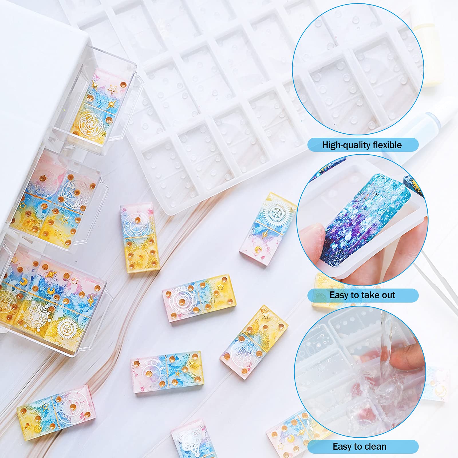 ISuperb 2 Stück Domino Silikonformen – Für Schokolade, Harz, DIY Basteln & Backen, 20,5 X 11,2 Cm