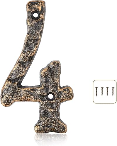 Wookiwuki Número de casa flotante 3, 5.5 pulgadas de metal moderno números de casa de dirección con tornillos para exterior, decoración de buzón de