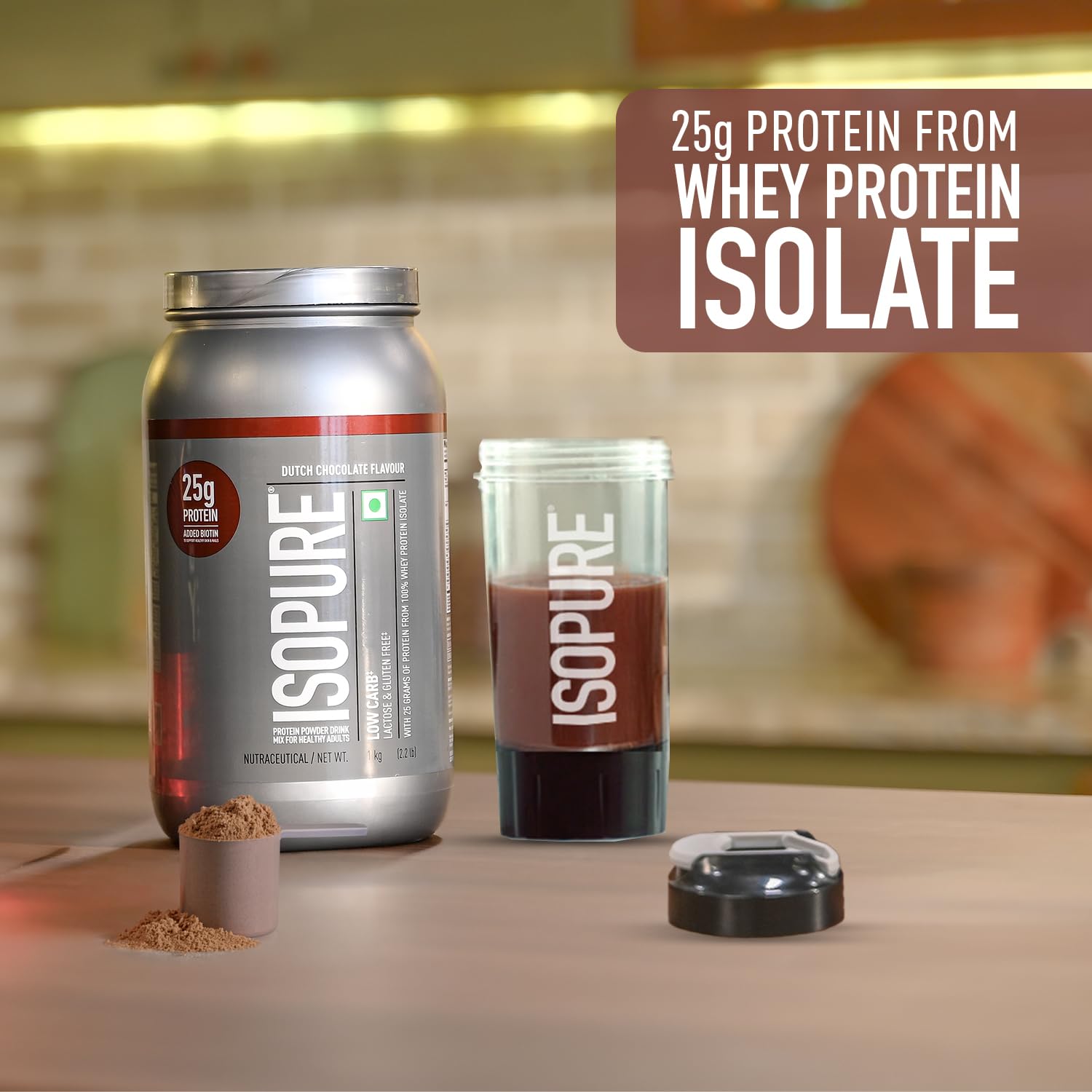 Isopure Whey Protein Isolate Powder with Vitamins for Immune Support & Biotine- 2.20 lbs, 1 kg (Dutch Choc), Lactose-Free, Gluten-Free, Veg protein for Men & Women. Offer Pack. — Amazon image 4