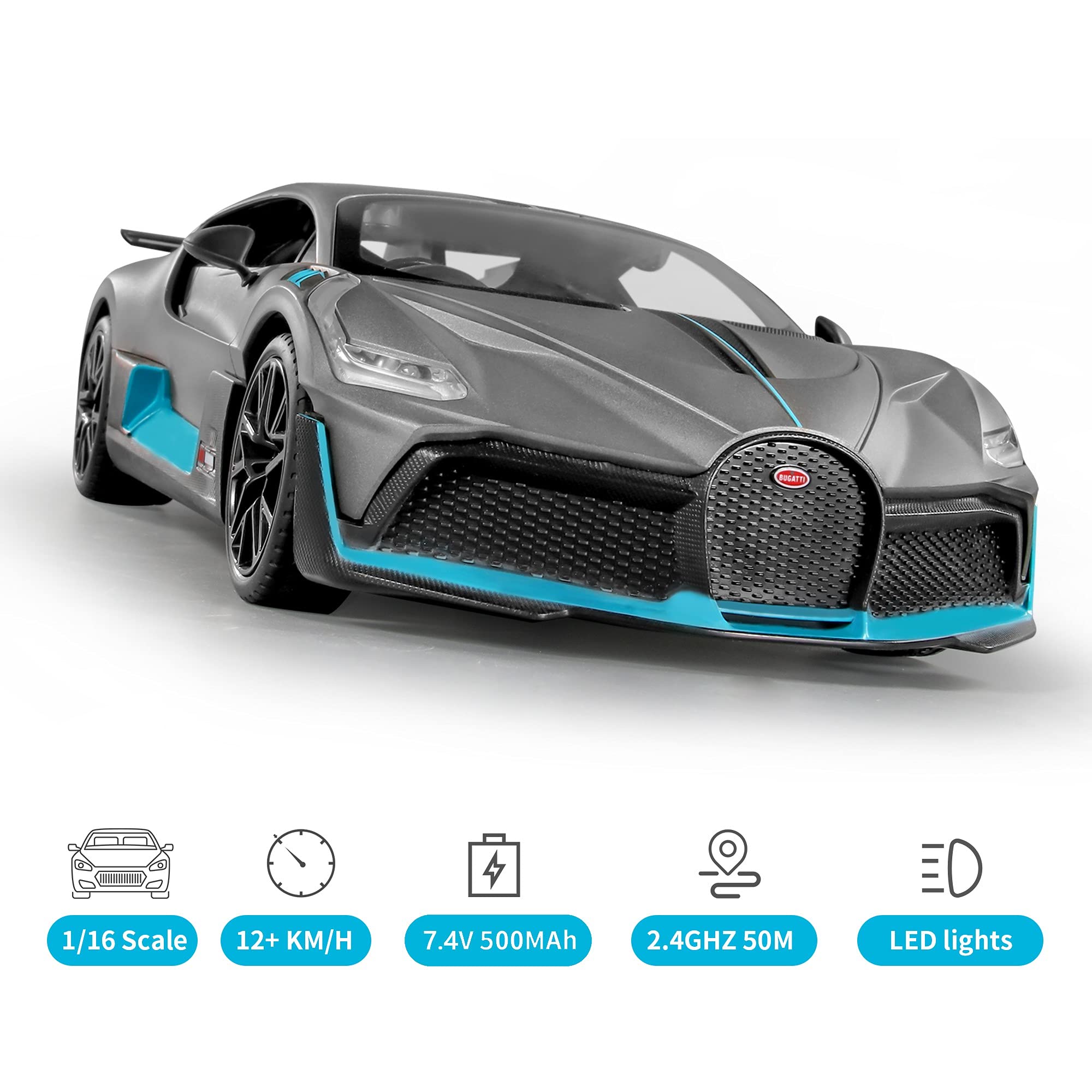 MIEBELY Bugatti Remote Control Car 1/16 Scale RC Car for Children and