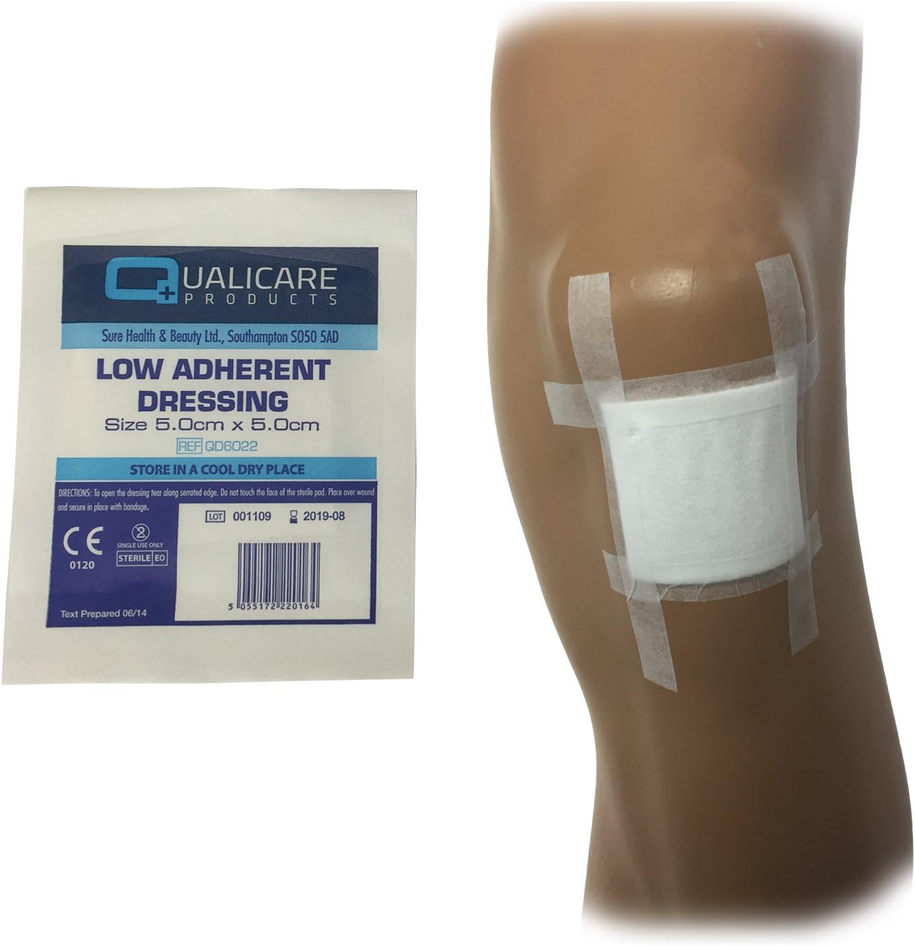 5 Pansements Non Adhérents Qualicare 5x5 Cm - Pour Petites Brûlures Ou échaudures - Urgence Brûlure